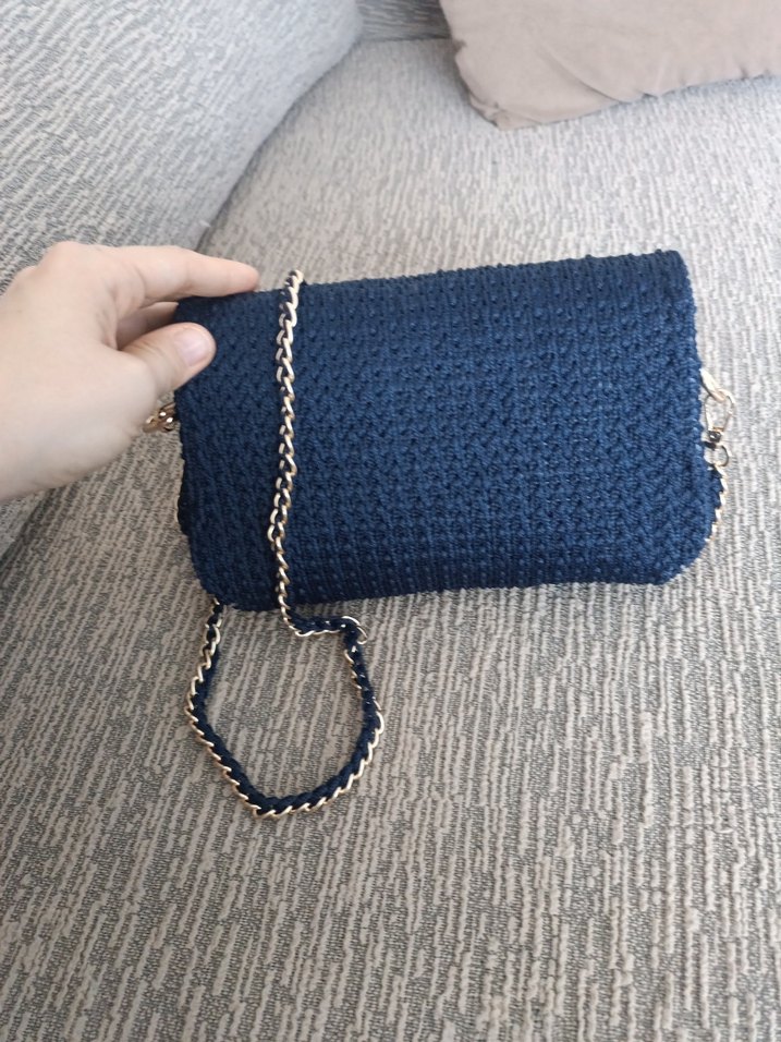 Lacivert Örgü Kadın Çanta - Görsel 4