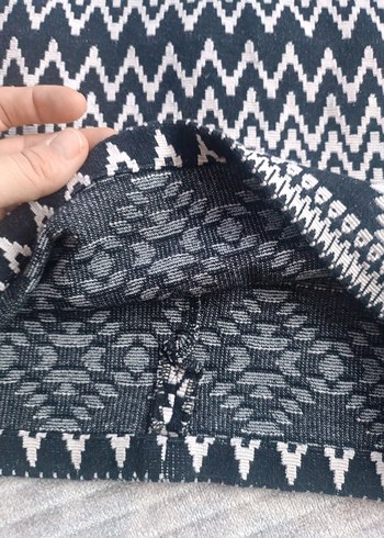 Gri Desenli Bohem Örgü Mini Etek - Görsel 2