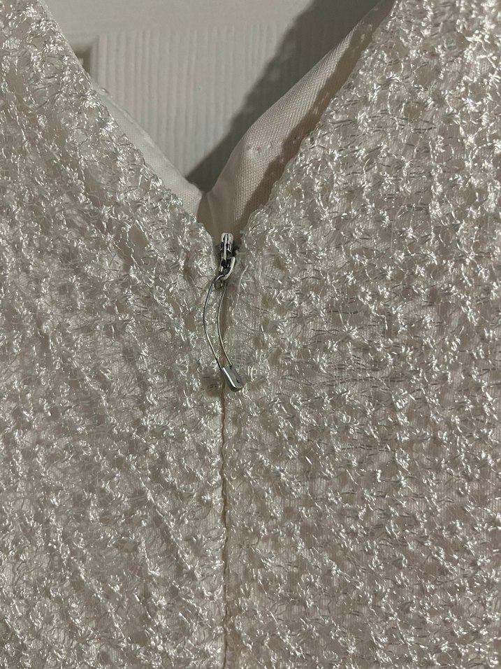 V Yaka Kolsuz Beyaz Balık Abiye - Görsel 4