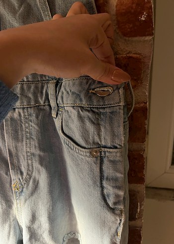 Gri Kadın Denim Tulum - Görsel 4