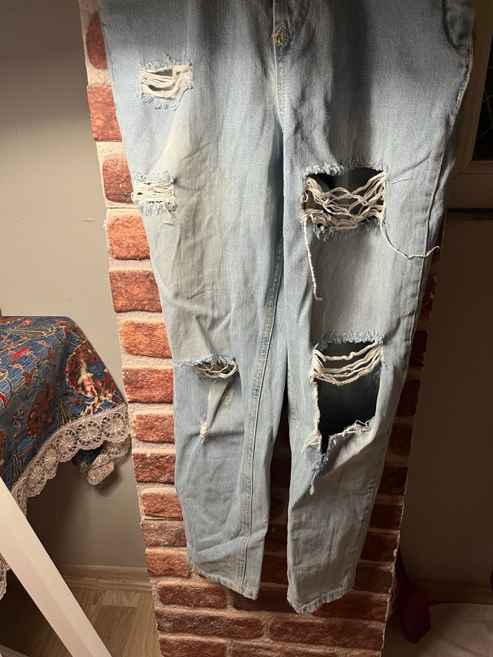 Gri Kadın Denim Tulum - Görsel 2