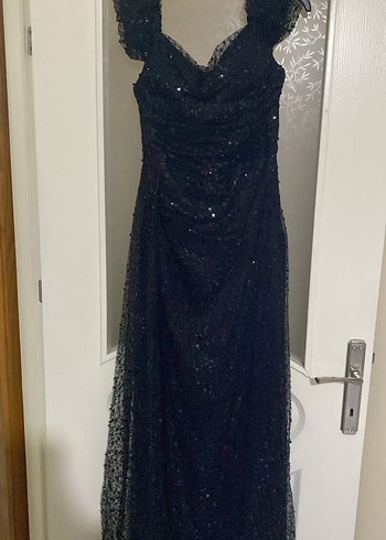 Abiye Siyah Uzun Drapeli Gotik Abiye Elbise