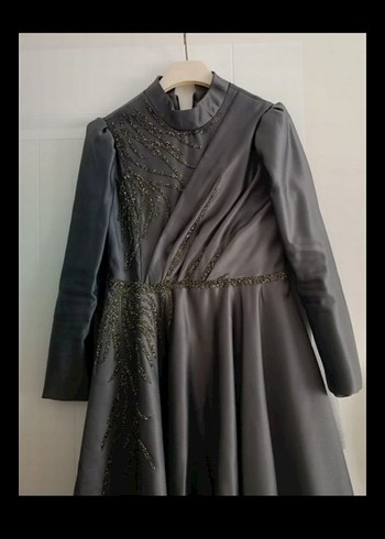 Gri Uzun Abiye Elbise - Görsel 3