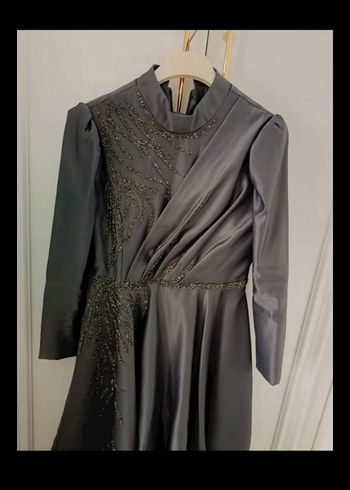 Gri Uzun Abiye Elbise - Görsel 2