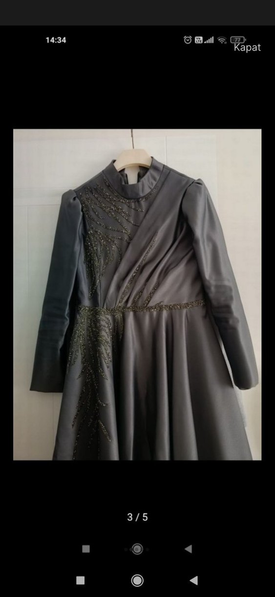 Gri Uzun Abiye Elbise - Görsel 3