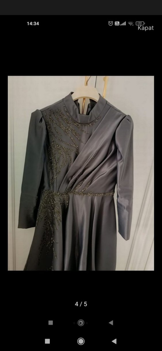 Gri Uzun Abiye Elbise - Görsel 2