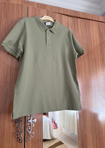 s Beden haki Renk Düğmeli Kısa Kollu Erkek Polo Tişört