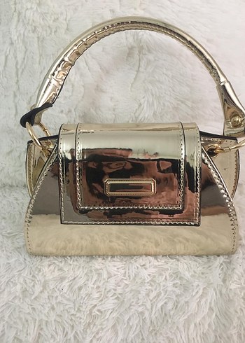 Parlak Altın Yılan Derisi Desenli Kadın Çanta - Görsel 4