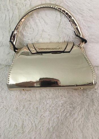 Parlak Altın Yılan Derisi Desenli Kadın Çanta - Görsel 2