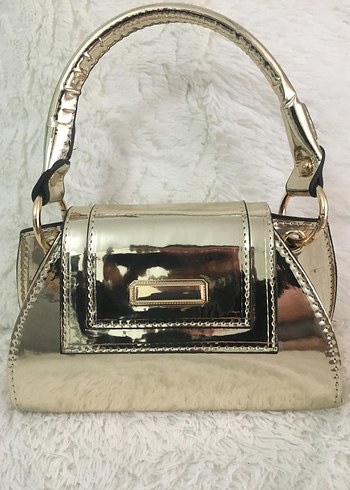 Parlak Altın Yılan Derisi Desenli Kadın Çanta - Görsel 8