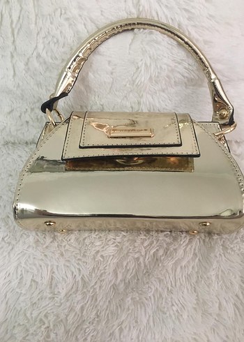 Parlak Altın Yılan Derisi Desenli Kadın Çanta - Görsel 3