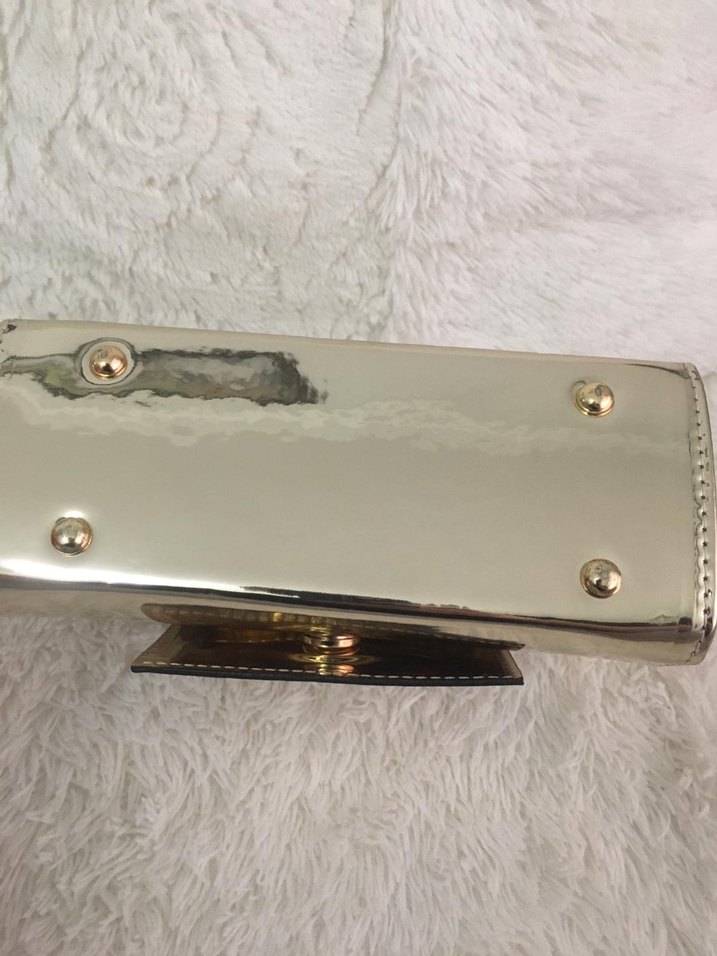 Parlak Altın Yılan Derisi Desenli Kadın Çanta - Görsel 5