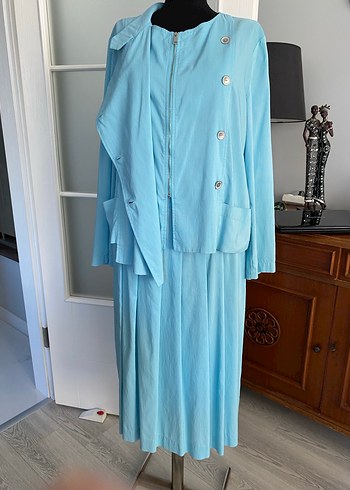 Turkuaz etek ceket takım