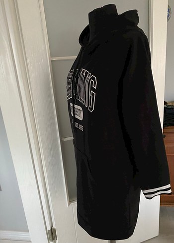 Diğer Siyah Kapüşonlu Baskılı Oversize Sweatshirt