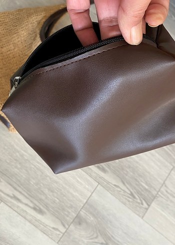  Beden camel Renk Bej Örgü deri detaylı Kadın Çanta