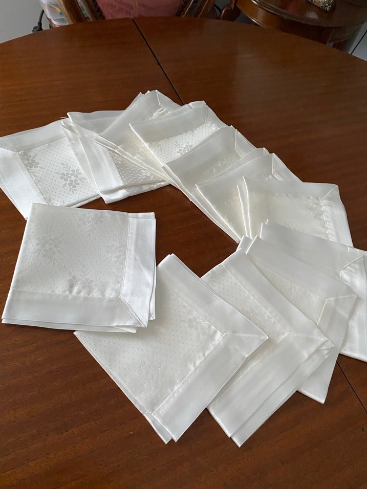 Nakışlı Beyaz saten peçete - Görsel 5