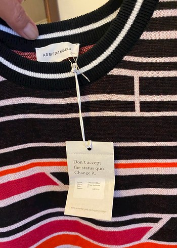 Çok Renkli Kısa Kollu Uzun Triko Elbise - Görsel 4