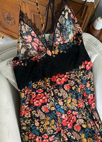 Çiçek Desenli Dantel Detaylı Uzun Bohem Tulum - Görsel 4