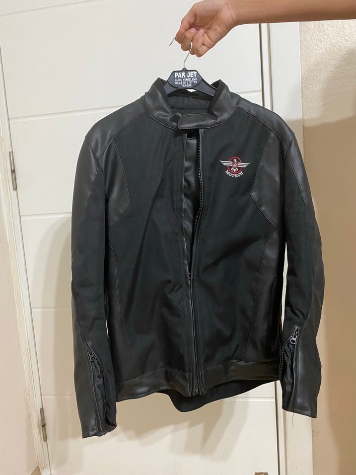 Siyah Deri Erkek Biker Mont - Görsel 4