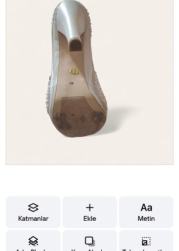 İnci İşlemeli Beyaz Topuklu Gelin Ayakkabısı - Görsel 4