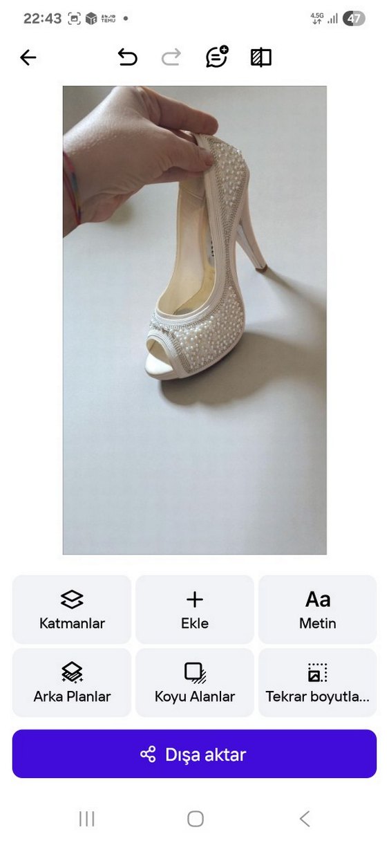 İnci İşlemeli Beyaz Topuklu Gelin Ayakkabısı - Görsel 5