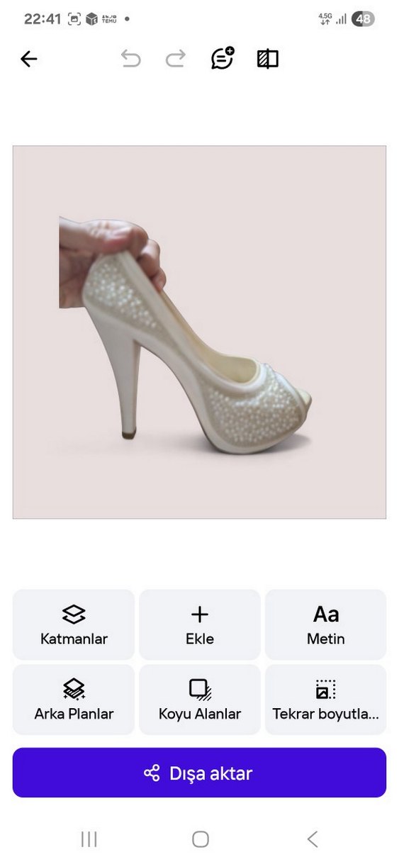 İnci İşlemeli Beyaz Topuklu Gelin Ayakkabısı - Görsel 2