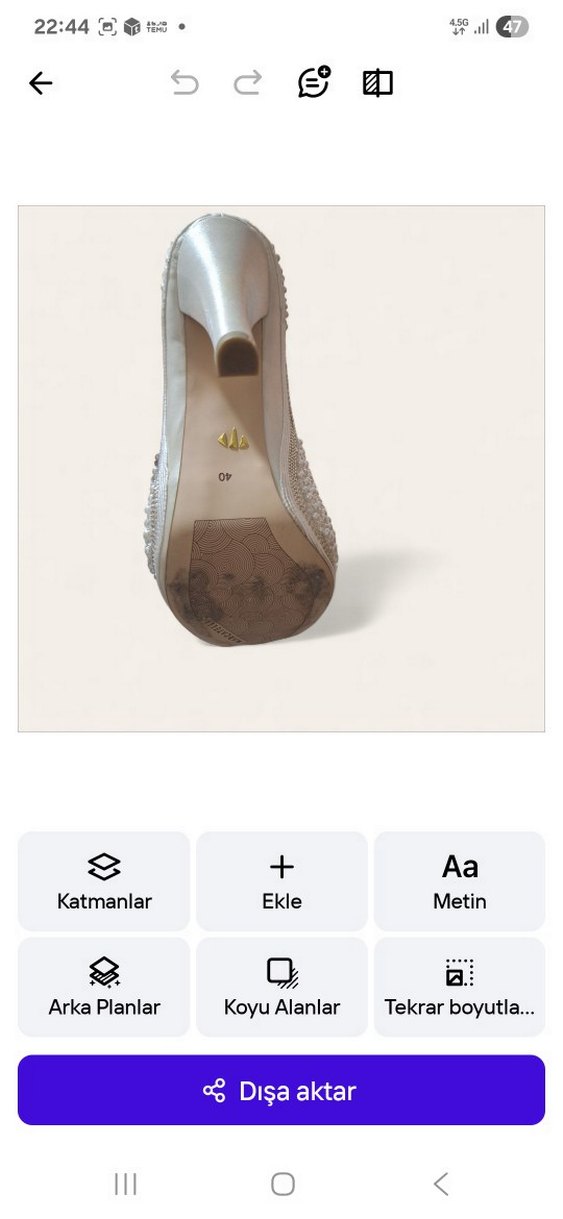 İnci İşlemeli Beyaz Topuklu Gelin Ayakkabısı - Görsel 4