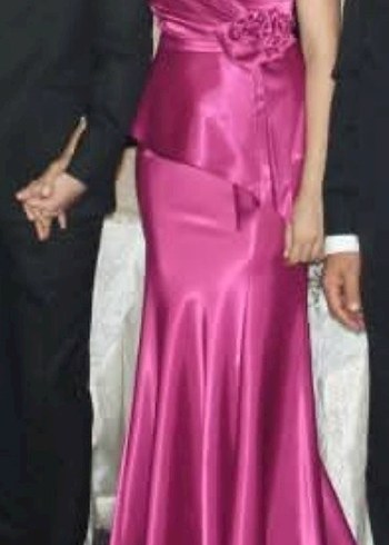 Pembe Drapeli Uzun Abiye Elbise