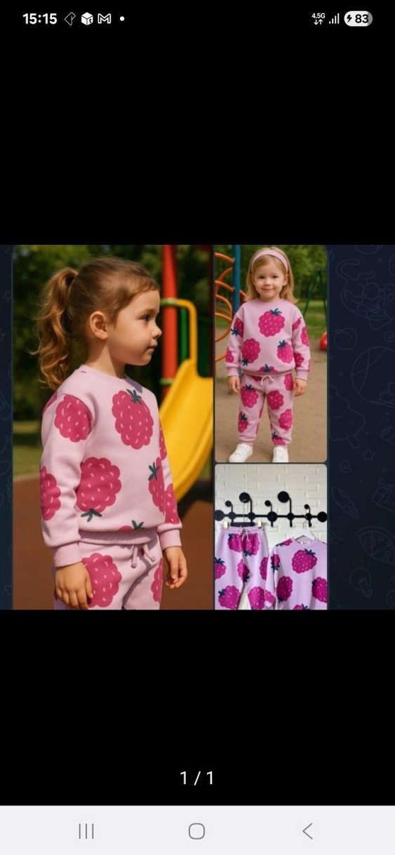 Kız Çocuk Pembe Desenli Sweatshirt ve Eşofman Takımı - Görsel 2