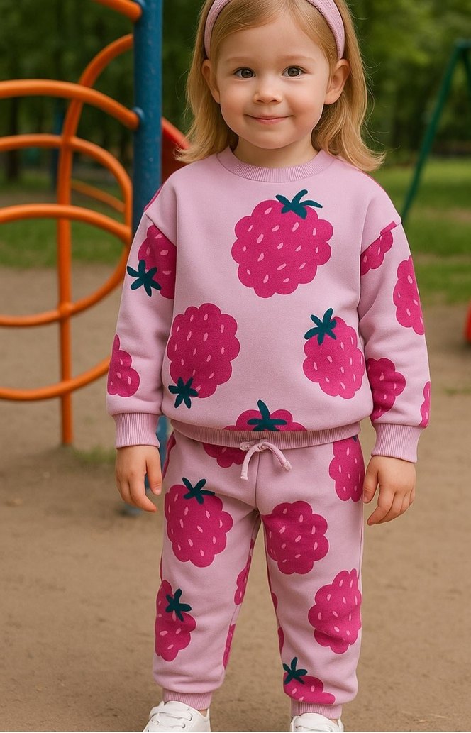 Pembe Baskılı Kız Çocuk Eşofman Takımı - Görsel 2