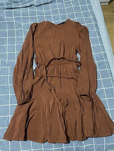Kahverengi elbise - Görsel 6