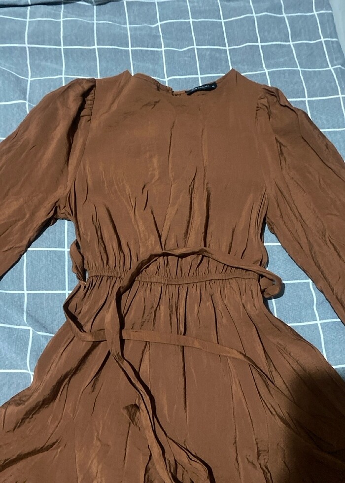 Kahverengi elbise - Görsel 2