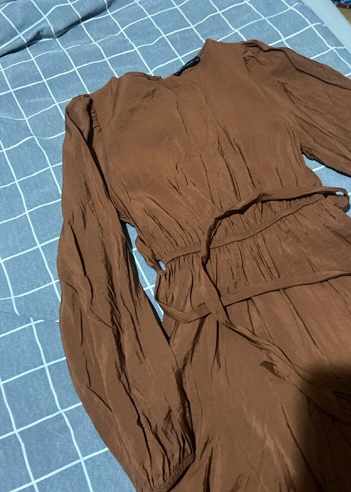 Kahverengi elbise - Görsel 5