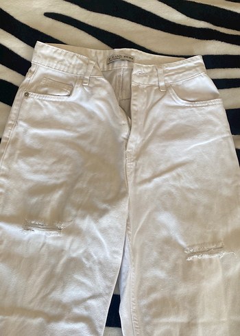 Beyaz Kadın Kot Pantolon - Görsel 2