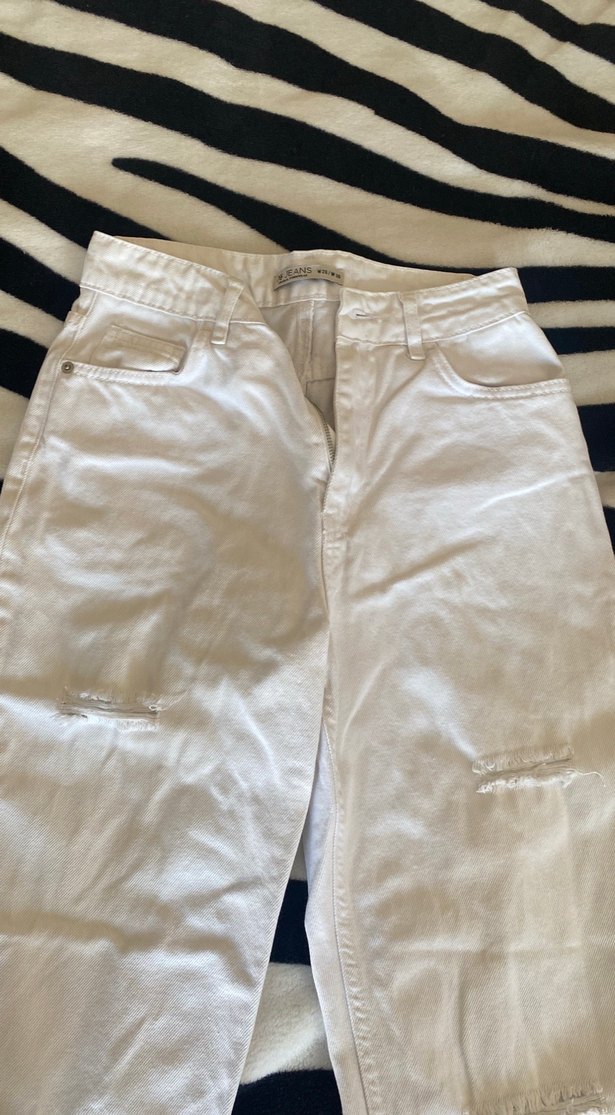 Beyaz  Kadın Kot Pantolon - Görsel 2