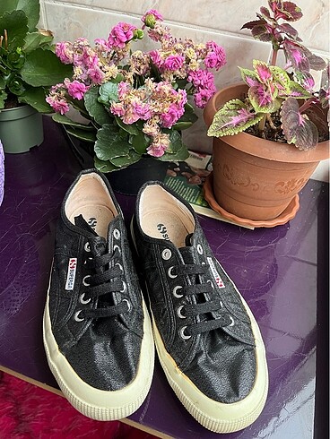 Superga Orjinal siyah simli superga kadın spor ayakkabı