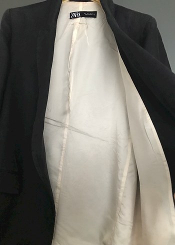 l Beden siyah Renk Kadın Siyah Keten Blazer Ceket
