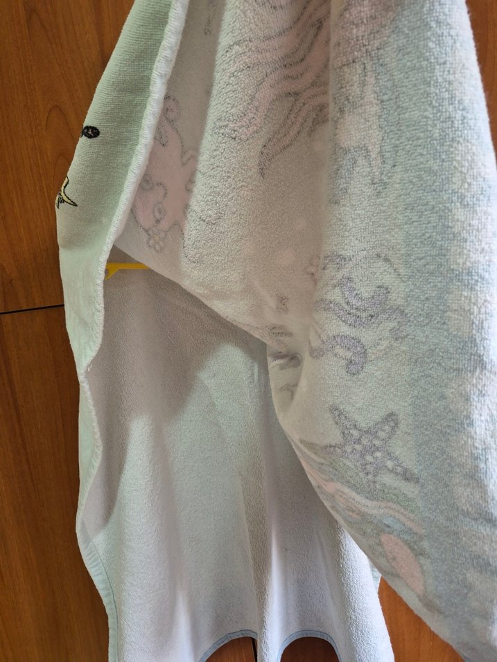 Kız Çocuk Gri Kapüşonlu Havlu Panço - Görsel 3