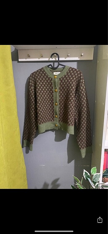 Haki triko hırka kazak