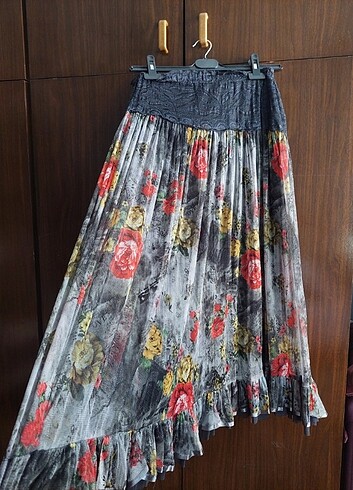 vintage çiçekli uzun etek