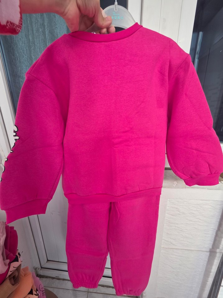 Kız Çocuk Pembe Baskılı Eşofman Takımı - Görsel 3