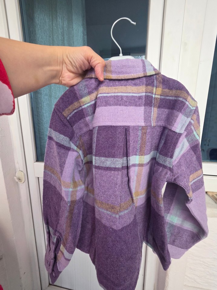 Düğmeli Mor çocuk  Gömlek - Görsel 3