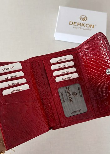 Kırmızı Parlak Yılan Desenli Deri Kadın Cüzdan - Görsel 2