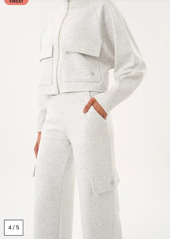 Gri Yüksek Yakalı Mini Kadın Eşofman takım - Görsel 4
