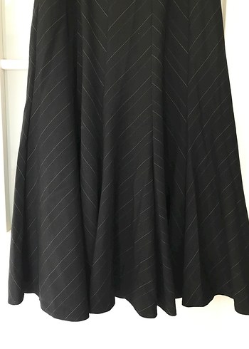 Siyah Çizgili Midi Pilili Kadın Etek - Görsel 6