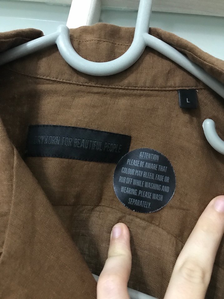 Düğmeli, Kısa Kollu Kahverengi Keten Erkek Gömlek - Görsel 4