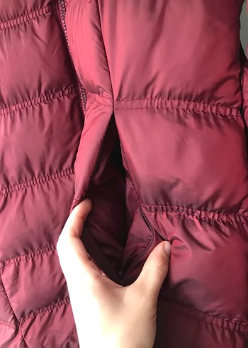 Bordo Midi Kürklü Kadın Kışlık Mont - Görsel 4