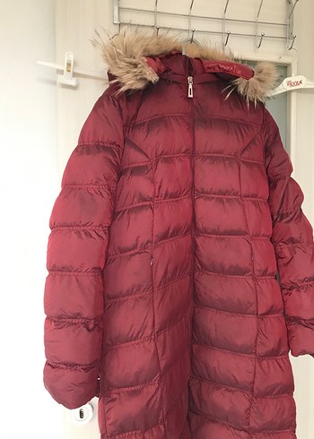 Bordo Midi Kürklü Kadın Kışlık Mont - Görsel 2