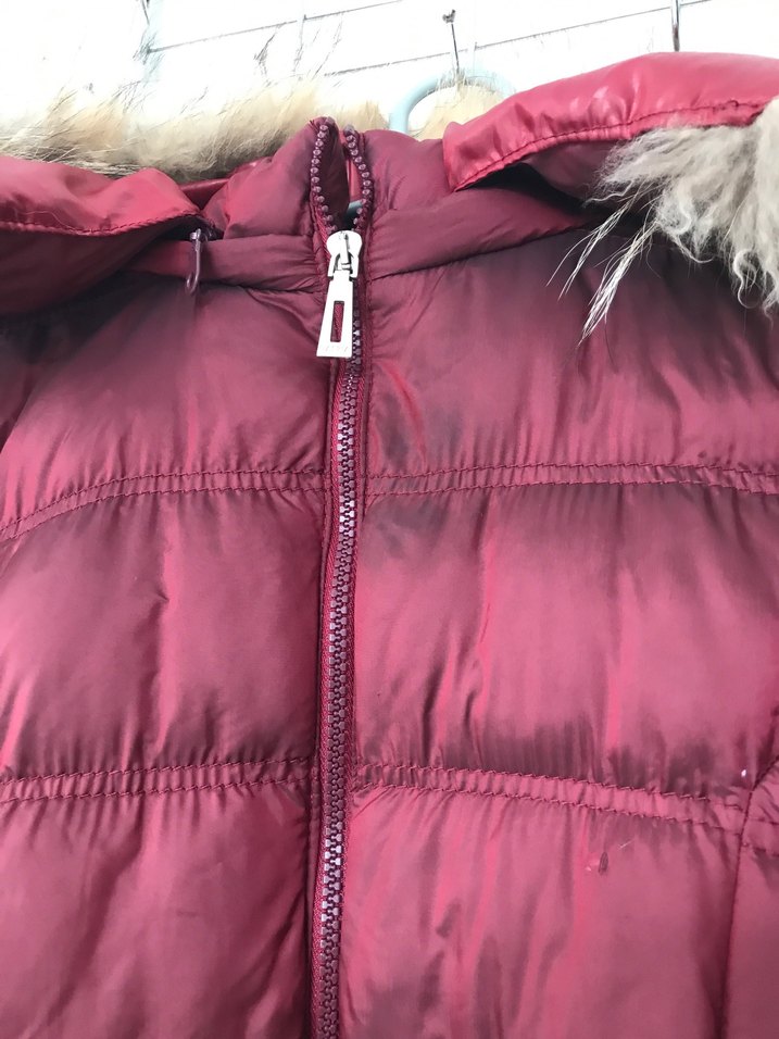 Bordo Midi Kürklü Kadın Kışlık Mont - Görsel 5