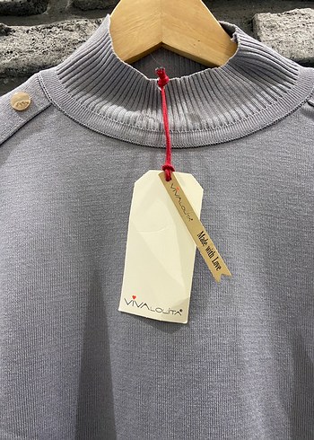 Düğmeli Gri Uzun Kollu soğuk iplik merserize - Görsel 2